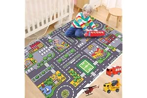 Générique tapis Voiture Enfant, Circuit d’activité Bébé Antidérapant, Tapis Jeux Voiture Jouet de Playmat de Route, Motricité bébé (90x140cm)