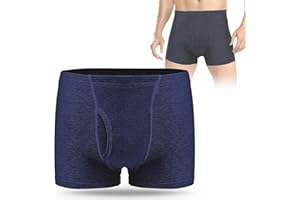 CARER BEAUTY Carer Boxer d'Incontinence pour Hommes, Caleçons d'Incontinence en Coton avec Coussin Absorbant 300ML Lavable Respirant Doux Conçu pour l'Incontinence Bleu-M