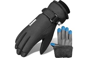 ARFNKIM Waterproof & Windproof Winter Gloves with Fleece Lining, -20℉ Coldproof Touch Screen Thermal Ski Gloves for Cycling, Hiking, Snowboarding, Running, Outdoor Sports - Men