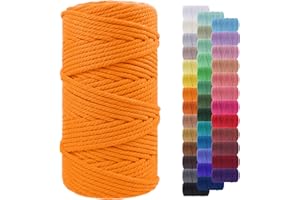 LEREATI Corde Macramé 5mm x 100m, Fil Macramé Corde Coton Naturelle, Grosse Ficelle Cordelette 5mm Cordon Macramé pour Macrame Mural, Porte Plante, Bricolage, Décoration Boho (Doré)