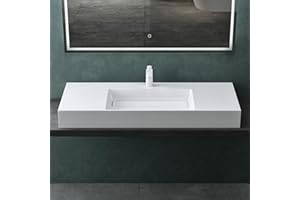 Mai & Mai Waschbecken Aufsatzwaschbecken Hängewaschbecken Col12 120x48x13cm Waschtisch Waschplatz in weiß aus Mineralguss ohne Überlauf