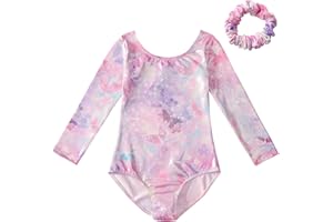 SEAUR - Mädchen Turnanzug Ärmellos Kinder Gymnastikanzug Klassisch Trikot Gymnastik Klein Kind Tanzen Kleidung Ballet Yoga Kleid Schmetterling Muster glänzende Oberfläche 3-16 Jahre