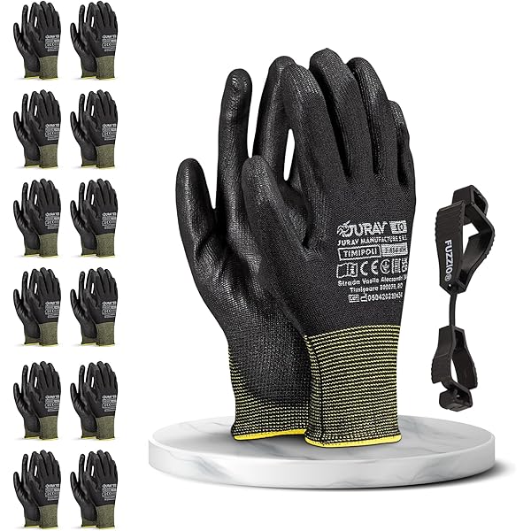 10 Paires De Gants De Travail En Nylon Enduit PU - Taille L (9), Résistants à L'abrasion, Pour Jardinage, Mécanique - 10