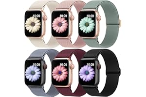 Higgs 6 Pack Stretchy Nylon Strap Compatible with Apple Watch Straps 38mm 40mm 41mm 42mm 44mm 45mm 46mm 49mm, Adjustable Sport Elastic straps for iWatch Series 11/10/9/8/7/6/5/4/3/SE Ultra3 2 1