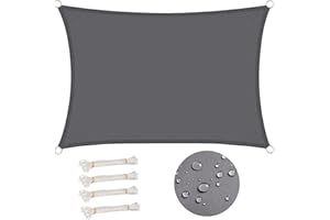 WOLTU Toldo Vela Impermeable Rectangular 3x4 m Poliéster Protección Rayos UV Intemperie para Patio Exteriores Jardín Color Arena Gris