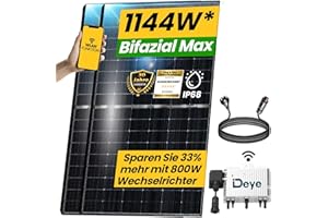 EPP.Solar® 880W Balkonkraftwerk 800W komplett Steckdose, Solaranlage Komplettset mit 2x440W Bifaziale Solarmodule, Upgradefähiger 800W Deye Wechselrichter mit Relais - Balkonkraftwerk Komplettset