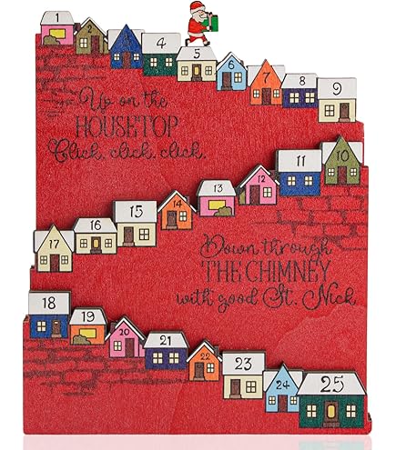 Adventskalender Treppe Weihnachtsmann - Holz Countdown Kalender