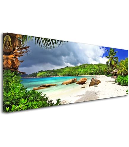 Tableau Toile Mer Coucher Soleil 100x70 Cm - Déco Salon Moderne - Impression UV Résistante