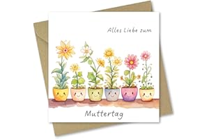 Absolutely Yours Muttertagskarte für Mama, Töpfe der Liebe Design, rosa und blau, mit passendem Umschlag, Größe 150 x 150 mm, wenn gefaltet