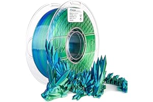 AMOLEN Filamento PLA 1.75mm per stampanti 3D PLA Doppio Colore Blu Seta Verde,Silk PLA 3D Printer Filament 1KG/2,2lb