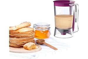 Stock Líder-Dispensador De Masa, 900ML Dosificador De Masa, Jarra Dispensador De Masa con Tapa Y Escala Jarra Dispensadora Repostería para Tortitas, Pancakesm, Tortillas, Cortador De Tartas