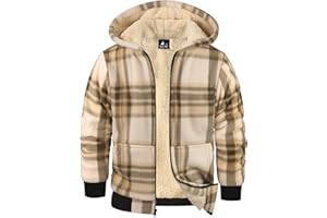 GEEK LIGHTING Sweats à Capuche Garçon Veste Polaire à Carreaux Sweat Zippé Enfant Doublée Veste à Capuche Enfant Fermeture éclair Sweatshirt d'hiver épaisse Veste à Capuche Chaude S-2XL