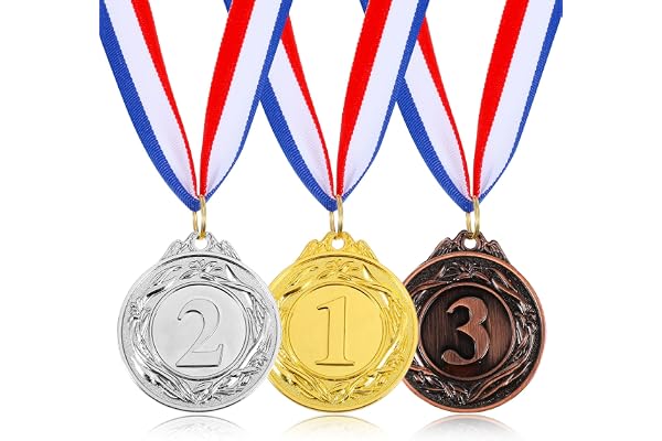 Grevosea 3 paket 1:a 2:a 3:e plats utmärkelser medaljer guld silver brons prismedaljer med bandvinnare utmärkelser olympisk s