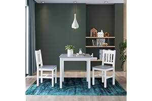 ZANOFIRA Wooden Square Dining Table and 2 Chairs Set Dining Home Kitchen Furniture
