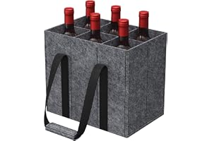 Lifewit Flaskväska, Stabil Filz Flaskbärare med Handtag, Fällbar Flaskkorgen för Husbilar för Vin, Drycker, Vinflaskor, Bottel, GRÅ, modern