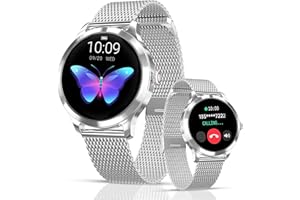 LUNIQUESHOP 2024 Round 2 Smartwatch damski z funkcją telefonu, asystent głosowy, mały, okrągły, 1,19" SpO2, monitor tętna, monitor ciśnienia krwi, monitor snu, Whatsapp, zegarek damski z systemem