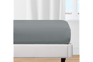 ‎CALIFORNIA DESIGN DEN Spannbettlaken 140x200cm 100% Bio-Baumwolle, kühlendes Perkal-Gewebe, leicht, Übergangspassung, knackig, mit tiefer Tasche-Grau Spannbetttuch von California Design Den