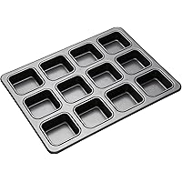 MasterClass KCMCHB69 Brownie Tin with Dividers, PFOA Non Stick Carbon Steel Baking Pan to Make 12 Cakes, 34 x 26 cm, Grey