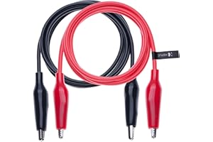 KEPLE Cocodrilo Clips Eléctrico Aislado Cable Multímetro Conductores de Prueba Caimán Doble Punta Cable Probador de Voltaje (0.5 Metros/Rojo y Negro)