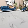 Livelynine 32 Tiles PVC Flooring Self-Adhesive Bathroom Vinyl Floor Self-Adhesive Tile Look Kitchen 30 cm x 30 cm Tile Laminate Floor Light Grey Laminate Tile Look Marble Tiles Self-Adhesive Bathroom