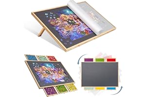 Lavievert Tilting & Rotating Jigsaw Puzzle Board for Adults with 6 Drawers & Cover, Portable Puzzle Table, Wooden Jigsaw Storage with Non-Slip Tabletop for Up to 1500 Pieces