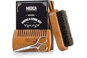 MEDCA Juego de barba de madera y peine para hombres - Kit perfecto para la cabeza, barba y bigote