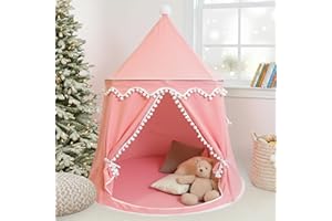 LIONHERZ® The Original Play Tent for Children, Breathable Cotton and Hemp Princess Castle with Fibreglass Poles and Carry Bag, Sturdy Teepee Girls Indoor (Coral Pink, without Accessories)