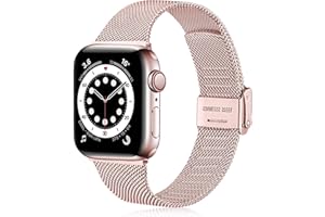 Ouwegaga Compatible With Apple Watch Strap 38mm 40mm 41mm 42mm 44mm 45mm, Stainless Steel Metal Straps Compatible with iWatch Strap Series 9 8 7 6 5 4 3 2 1 SE Ultra 2, 38mm/40mm/41mm Rose Gold