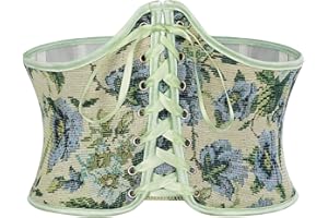 SCARLET DARKNESS Women Floral Corset Belt Lace-up Renaissance Cottagecore Wide Waist Belts for Dresses
