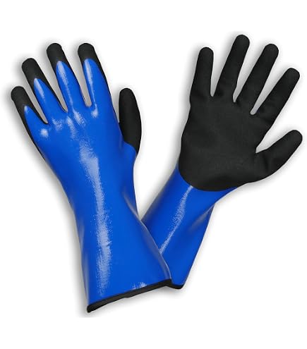 Gebol Blue Tech, 1 paio di guanti lunghi in gomma PVC con maglia di