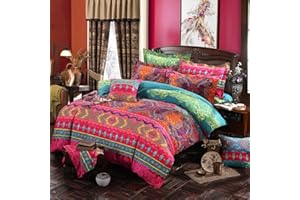 ‎LANQINGLV Lanqinglv Bohemian Bettwäsche 220x240 cm 3 Teilig Boho Indischen Mandala Böhmisch Bettwäsche Set Renforce mit Reißverschluss Vintage Bettbezug und 2 Kissenbezug 80x80cm (MJH,220x240)