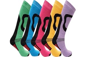 SOXY 5 Pairs Ladies High Performance Thermal Ski Socks - Multicoloured - Ladies UK Size 4-6 - (EU 37-39)
