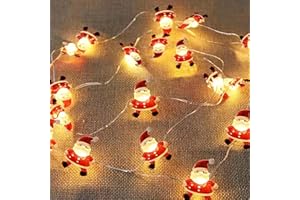 Eledreme lichterkette innen batterie, 2m 20 led Weihnachtsmann Weihnachtsdeko Lichtervorhang, Warmweiß weihnachtsbeleuchtung außen, für Party, Weihnachten, Balkon