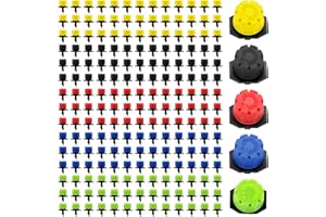 VooGenzek 200 Piezas 1/4'' Goteros de Riego, Plástico Aspersores de Riego Ajustables de 8 Agujeros, Cabezas de Riego para Goteo Goteros, Rociadores de Riego para Césped, Jardín, 5 Colores
