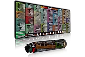 MATKING Excel Shortcuts Mouse Mat Large, XL Gaming Mouse Pad with Seamed Edges, Waterproof Computer Office Shortcuts Desk Mat with Non-Slip Rubber Base, Cheat Keyboard Mat(800x300x3 MM)
