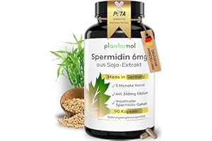 ‎PLANTOMOL Spermidin Kapseln hochdosiert - Spermidin 6mg mit Zink Kupfer & Silizium - 3 Monatsvorrat an Spermidine