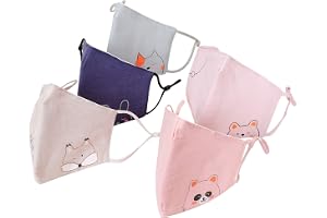 5-pack Tygmask Munskydd för Barn, Tvättbart Mun- och Nässkydd, Bomull Mask återanvändbart dammskydd för pojkar och flickor