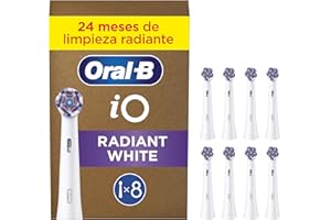 Oral-B Series iO Radiant White Cabezales De Recambio Originales, Pack de 8 Recambios Blancos Para Cepillos De Dientes Eléctricos Oral-B iO, Blanqueamiento Dental, Eliminación De Manchas