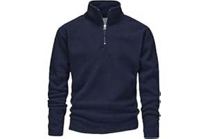 Blu Apparel Mens 1/4 Zip Fleece Sweater Heavy Weight Hiking Outdoor Camping Warm Jumper For Men Pullover Half-Zip