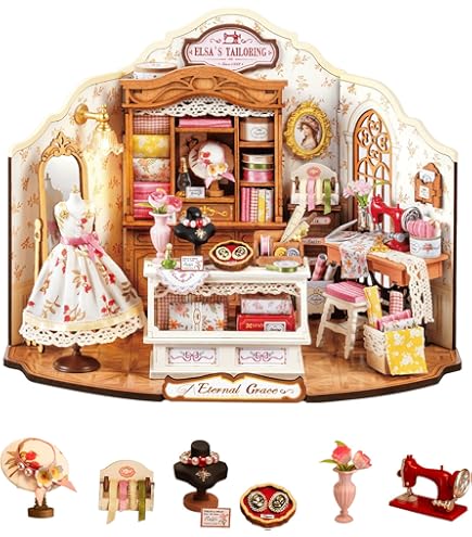 Cjeuxnr Kit fai da te per angolo libro, puzzle 3D in legno per casa delle bambole