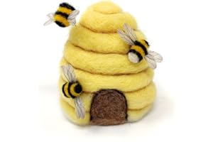 The Crafty Kit Company Bee Hive Needle Felting Craft Kit for Beginners Including Corriedale Wool, Needles and Instructions