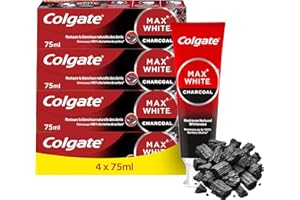 COLGATE - Dentifrice Blanchissant MAX WHITE - Dentifrice au Charbon Actif - 99% d'ingrédients d'origine naturelle - COLGATE Lot de 4 x 75ml