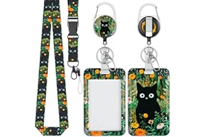Uniclife Porte Badge Coulissant Motif Chat de Forêt Plastique Enrouleur Badge Rétractable Mousqueton et Lanière Détachable Porte Carte Navigo Vertical Gaufré Travailleur Infirmier Enseignant Étudiants