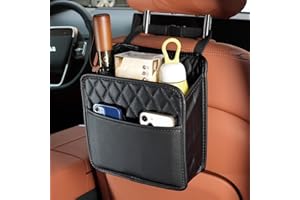 TETUPGA TepTupGa - Paquete de 2 bolsas colgantes para asiento trasero de coche, soporte para documentos de coche, bolsa de almacenamiento para botellas, bolsa de almacenamiento impermeable de piel sintética,