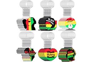 Fabbay 48 Pcs Black History Month Keychain Hanging Gift Decorations for Juneteenth Day Party Favors Classroom Backpacks Supplies, 6 Styles