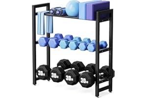 NIFFGAFF 3 Tier Adjustable Dumbbell Rack – Heavy-Duty Weight Storage Stand for Dumbbells, Kettlebells, Multiple Balls, 450 lb Total Capacity, Space-Saving Home Gym Organizer (Rack Only)