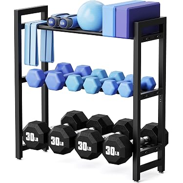 Compact Dumbbell Rack Storage Stand For Home Gym - Holds Small Dumbbells - Black ABS