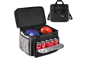 Jamiukro Sac à balles de bowling avec coussin rembourré amovible et support de balle, convient pour une seule paire de chaussures de bowling jusqu'à la taille 16 pour homme, noir