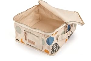 KnitIQ Qualitäts-Aufbewahrungstasche, 100% Gewebte Baumwolle, für 9 Spannmatten | Verstärkte Griffe und Nähte, Kräftiges Material, Hochwertige Messing-Reißverschlüsse - Kreativ Design