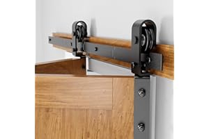 SANKEYTEW Bifold Sliding Barn Door Hardware Track Kit for Double Bi-Folding Closet Door,Heavy Duty Roller for Smooth and Quiet Sliding,Easy Install,Black(Doors Not Included)